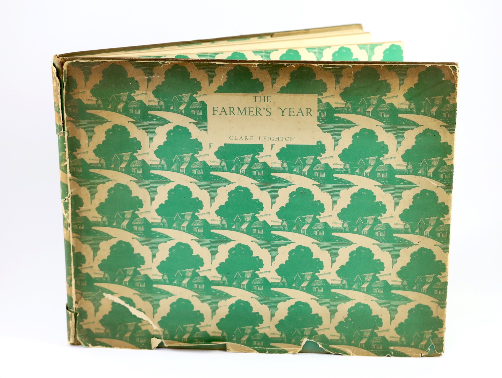 Leighton, Clare - The Farmer’s Year. A Calendar of English Husbandry, 1st edition, oblong folio, original green cloth, in unclipped d/j with tears and stains, with 12 plates, Collins, London, 1933